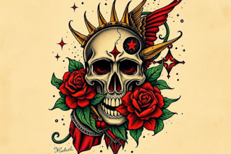create awesome old school tattoo style design