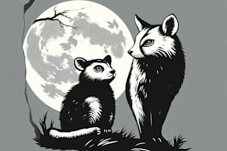 create animal linocut tshirt design for brands
