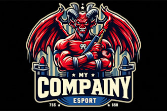 design premium vintage  demon esport mascot logo t shirt design