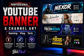 create a professional youtube banner and channel art
