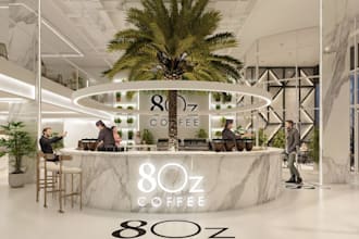 modern clean coffee shop interior design,restaurant,retail store,3dmockup,lounge
