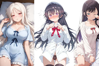 draw custom anime dakimakura body pillow of oc, waifu, furry, or vtuber sfw nsfw