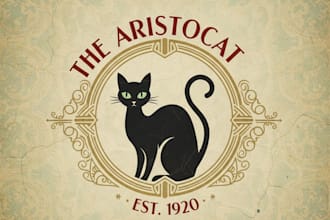 design a charming vintage cat logo with timeless character