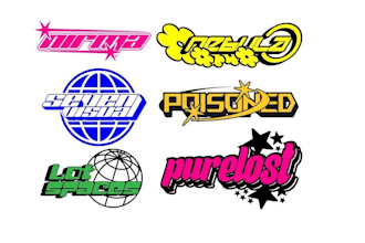design y2k style logo n typeface for your clothing brand