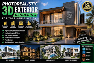 create photorealistic 3d exterior rendering for your villa