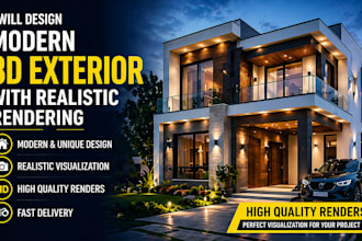 create realistic 3d exterior rendering for house