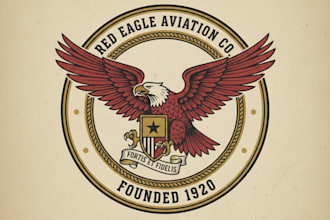 design a unique vintage red eagle logo for your brand