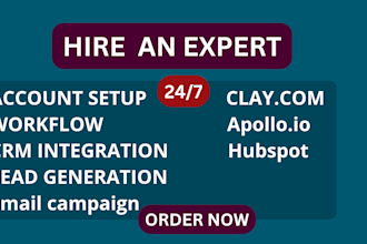 setup clay com, apollo io sequences, hubspot crm workflows, and automation clay