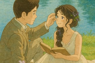 do whimsical landscape art , anime art