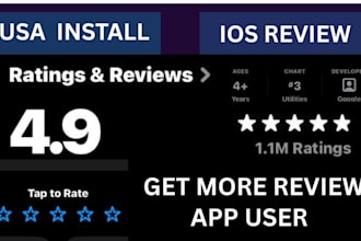 100 mobile app installs, app rating review, ios app user promotion,  game