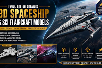 design detailed 3d spaceship and sci fi aircraft models