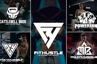 design trendy fitness, gym, athletic, monogram, health and sports logo
