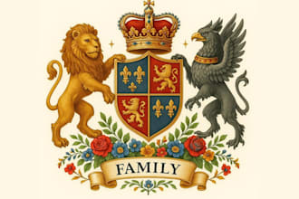 design vintage family crest coat of arms heraldic shield emblem and school logo