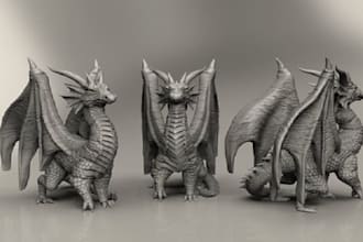 detailed oriental dragon 3d model for print,art and figurine,dragon model design