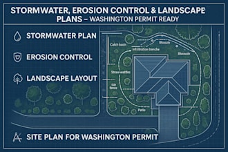 design a stormwater plan, erosion control, landscape layout, and site plan