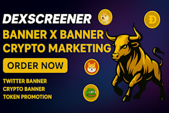 x meme crypto page token promotion logo  dexsreener design animated banner