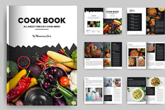design amazing cookbook, recipe book, book cover and recipe book layout