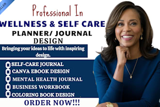 design aesthetic self care planner and mental wellness journal in canva