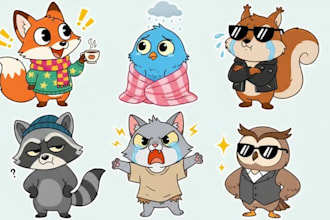 design cute sticker, kawaii sticker, cute animal discord sticker