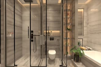 refurnish contemporary master bathroom, bathroom remodel,photorealistic render