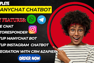build advanced manychat chatbot automation for instagram and messenger
