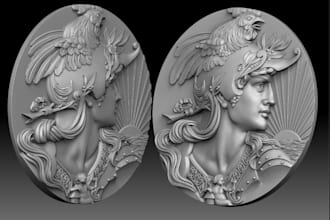 sculpt 3d print bas relief,medallion design,cnc coin model,pendants,carving,stl