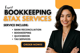 do bookkeeping, setup, bank reconciliation in quickbooks, tax services, qbo