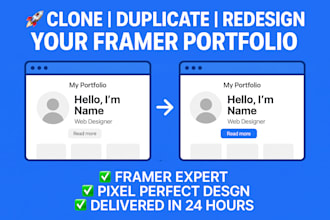 clone, duplicate or redesign your framer portfolio website to perfection