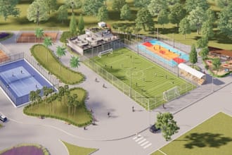 remodel sports park landscape,playground area design,sport court render,outdoor