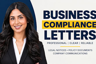 draft business compliance letters, legal notices and company policy documents