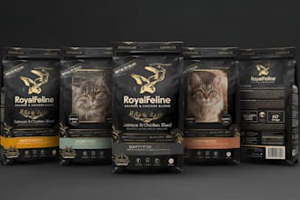 do cat food packaging, product packaging design, pouch design and box design