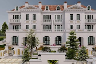remodel highrise building facade exterior, house elevation, site plan, city plan