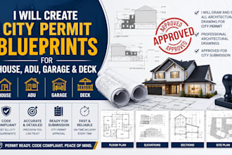 create city permit blueprints for house, adu, garage and deck