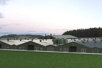 create 3d poultry farm house, chicken coop, layer house, farm building