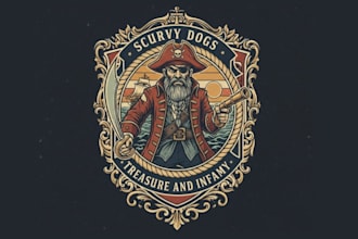 create vintage pirate mascot logo with unlimited revisions