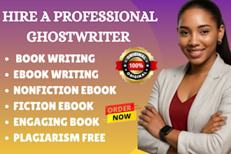 write 50k word ebook fiction or nonfiction book as a pro book or ebook writer