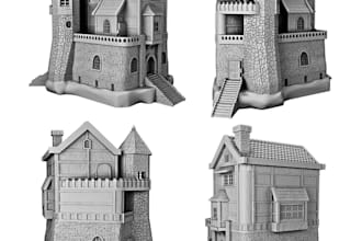 model 3d terrain miniature,3d building,medieval castle,tabletop dnd,3d print,obj