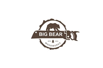 design modern big bear wood works logo