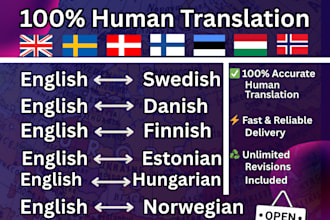 translate your document in english, swedish, danish, norwegian and finnish