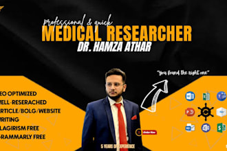 write medical research articles, manuscripts, and systematic analysis as doctor