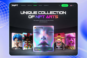 build a modern crypto nft landing page with 3d animation