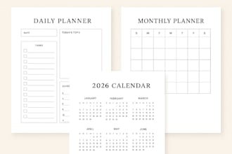 design a 2026 daily planner, calendar and canva editable planner template