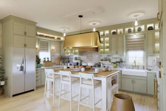 design a modern kitchen layout with realistic renderings