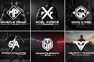 design unique physical fitness, bodybuilding, gym, yoga logo