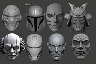 sculpt printable 3d helmet, mask cosplay, carnival mask and futuristic 3d helmet