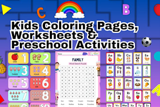 illustrate adorable kids coloring pages, worksheets and preschool activity books