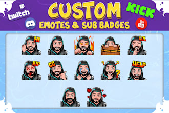 design custom emotes, discord emojis, tiktok stickers, youtube, kick emoji