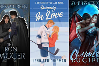design an illustrated romance book cover, ebook cover, amazon fantasy book cover
