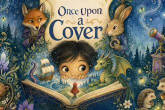 draw children story book cover illustration and fairy tale book cover for kids