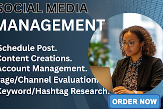 do social media manage, content create, post schedule
